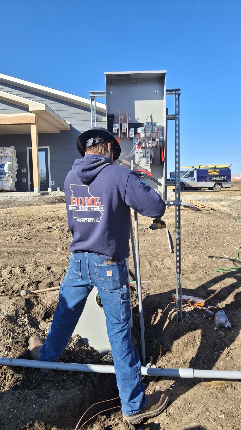 Commercial electrical work at the PCAD project site in Mid-Missouri