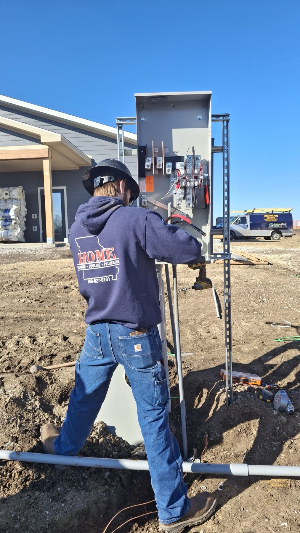 Commercial electrical work at the PCAD project site in Mid-Missouri